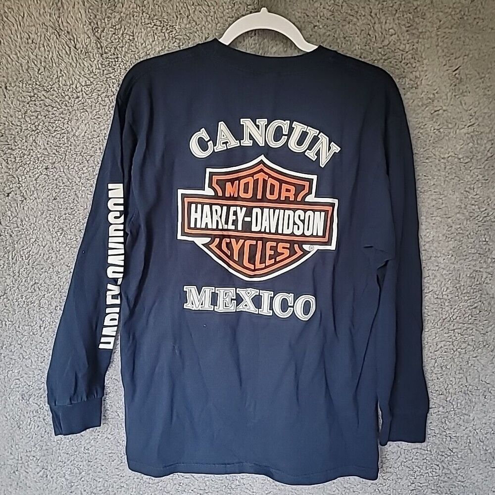 Harley Davidson Long Sleeve Cancun Mexico Shirt Blue Small/med (No Tag)